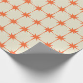 Papier Cadeau Motif de Starburst rétro orange et beige (Coin)