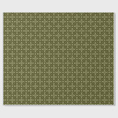 Papier Cadeau Motif de style courtepointe 02 - Olive foncé sur K (Plat)