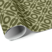 Papier Cadeau Motif de style courtepointe 02 - Olive foncé sur K (Coin rond)