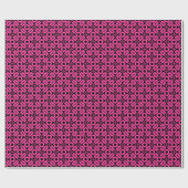 Papier Cadeau Motif de style courtepointe 02 - Rose chaud sur no (Plat)