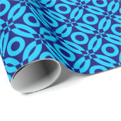 Papier Cadeau Motif de style courtepointe 02 - Sky Blue sur Deep (Coin rond)