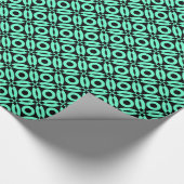 Papier Cadeau Motif de style courtepointe 02 - Turquoise sur noi (Coin)