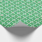 Papier Cadeau Motif de style courtepointe 02 - Vert herbe sur bl (Coin)