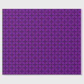 Papier Cadeau Motif de style courtepointe 02 - Violet sur noir (Plat)