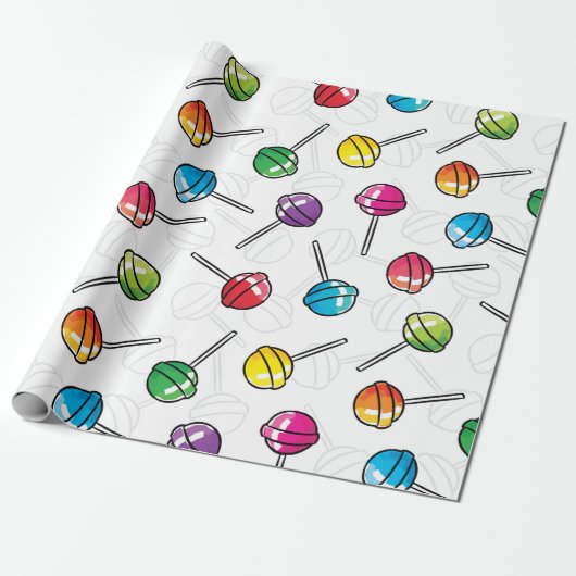Papier Cadeau motif de sucettes colorées (Déroulé)