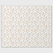 Papier Cadeau Motif de Sucre de canne rouge, vert (Plat)