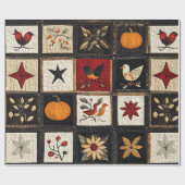 Papier Cadeau Motif de surface composée d'automne rustique | Mot (Plat)
