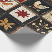Papier Cadeau Motif de surface composée d'automne rustique | Mot (Coin)