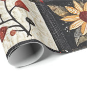Papier Cadeau Motif de surface composée d'automne rustique | Mot (Coin rond)