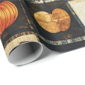 Papier Cadeau Motif de surface composée d'automne rustique | Pat (Coin rond)