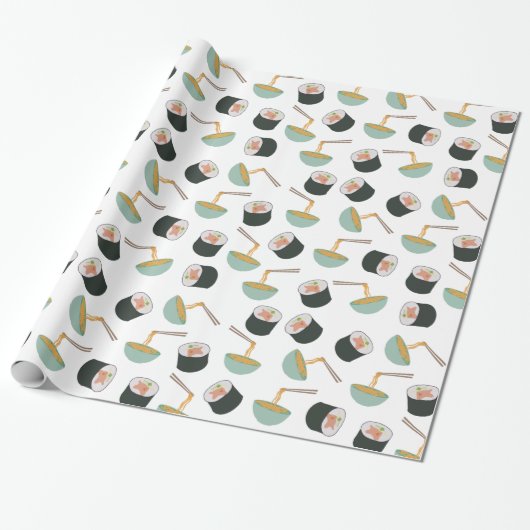 Papier Cadeau Motif de sushis et nouilles (Déroulé)