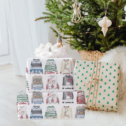 Papier Cadeau Motif de Sweaters moches de Noël d'hiver
