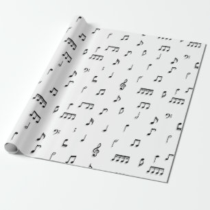 Papier Cadeau Motif de symboles Black & White Music Notes