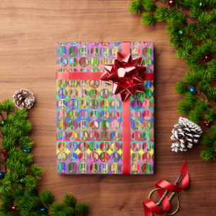 Papier Cadeau motif de symboles de paix multicolores