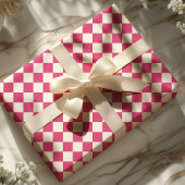 Papier Cadeau Motif de tableau rose et blanc framboise