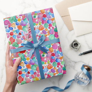 Papier Cadeau Motif de taches de pinceau aquarelle abstraite fém