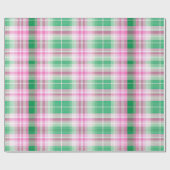 Papier Cadeau Motif De Tartan Rose Et Vert Fâcheux (Plat)