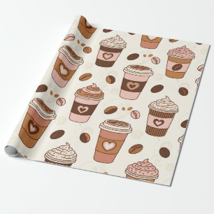 Papier Cadeau Motif de tasse de café cosy (12)