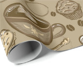 Papier Cadeau Motif de tasses à café (Coin rond)