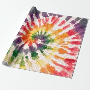 Papier Cadeau Motif de teinture. shibori arc-en-ciel dessiné à l