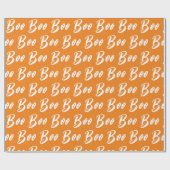 Papier Cadeau Motif de texte de la boîte orange blanche d'Hallow (Plat)