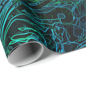 Papier Cadeau Motif de texture en camouflage noir de Neon (Coin rond)