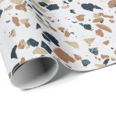 Papier Cadeau Motif de texture Terrazzo moderne blanc crème (Coin rond)