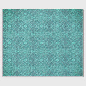Papier Cadeau Motif de texture turquoise damasse (Plat)