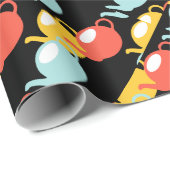 Papier Cadeau Motif de théières modernes (Coin rond)