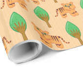 Papier Cadeau Motif de tigre de carton mignon (Coin rond)