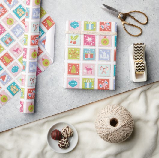 Papier Cadeau Motif de timbres de Noël (Artisanat)