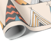 Papier Cadeau Motif de tipi. Tente d'été autochtone de Wigwam (Coin rond)