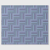 Papier Cadeau Motif de tissage à rayures bleu-gris (Plat)