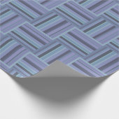 Papier Cadeau Motif de tissage à rayures bleu-gris (Coin)