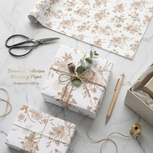 Papier Cadeau Motif de toile florale d'automne