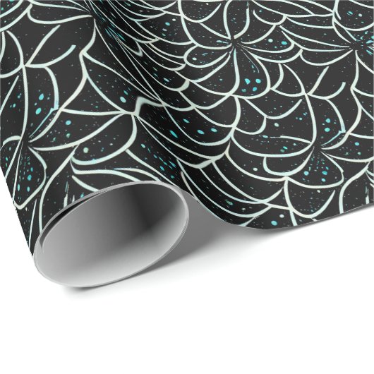 Papier Cadeau Motif de toiles d'araignées et de points Abstraits (Coin rond)