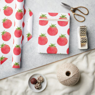 Papier Cadeau Motif de tomate aquarelle