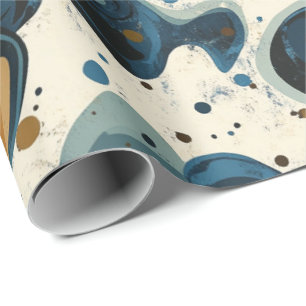 Papier Cadeau Motif de tourbillon abstrait dans des bleus terreu