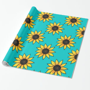 Papier Cadeau Motif de tournesol 4