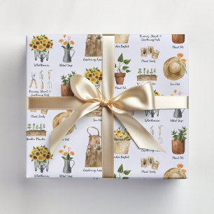 Papier Cadeau Motif de tournesol à l'aquarelle, essentiel pour l