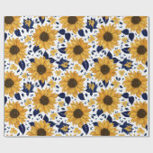 Papier Cadeau Motif de tournesol aquarelle (Plat)