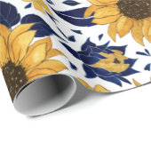 Papier Cadeau Motif de tournesol aquarelle (Coin rond)