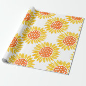 Papier Cadeau Motif de tournesol jaune orange (Déroulé)