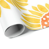 Papier Cadeau Motif de tournesol jaune orange (Coin rond)