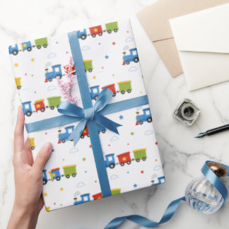 Papier Cadeau Motif de train mignon pour cadeau d'anniversaire d