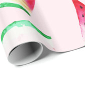 Papier Cadeau Motif de tranche de pastèque aquarelle (Coin rond)
