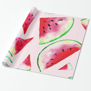 Papier Cadeau Motif de tranche de pastèque d'aquarelle