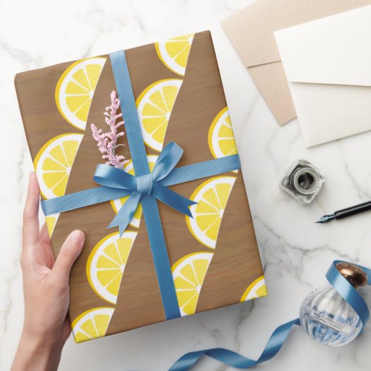 Papier Cadeau Motif de tranches de citron jaune moderne (Cadeaux)