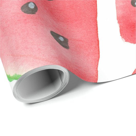 Papier Cadeau Motif de tranches de pastèque (Coin rond)