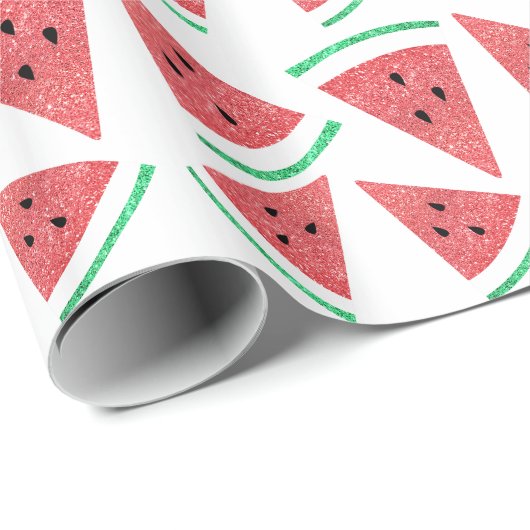 Papier Cadeau motif de tranches de pastèque (Coin rond)